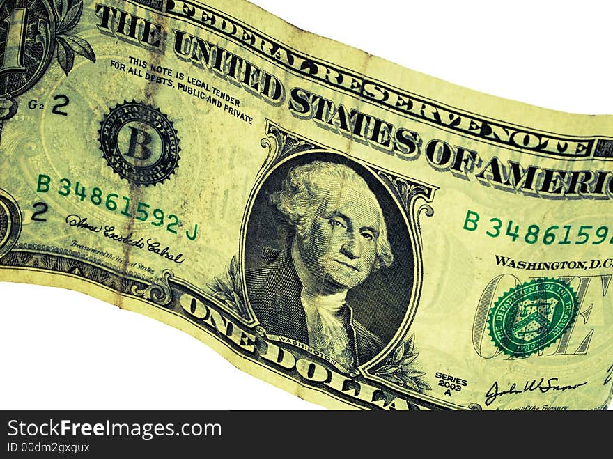 Close up of the American dollar placed on white background. Close up of the American dollar placed on white background