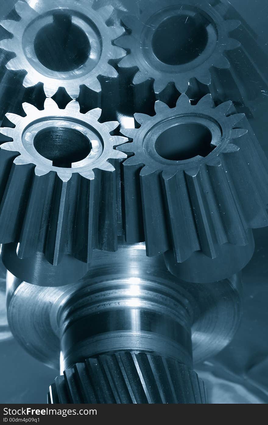 Industrial gear-machinery in duplex metallic blue toning. Industrial gear-machinery in duplex metallic blue toning