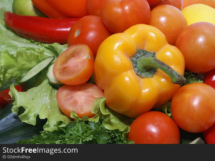 Different fresh tasty vegetables isolated on white background