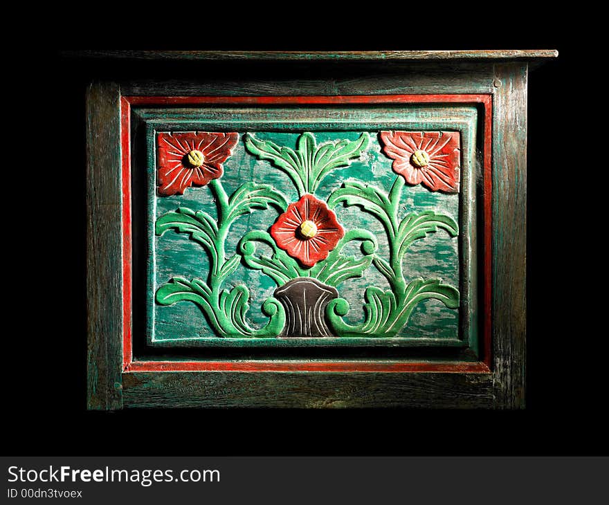 Wooden coffee table with flower texture