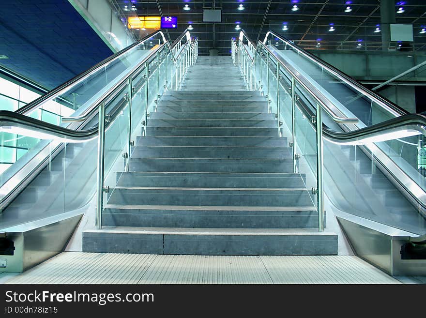 Stairs climbing in a public transport area