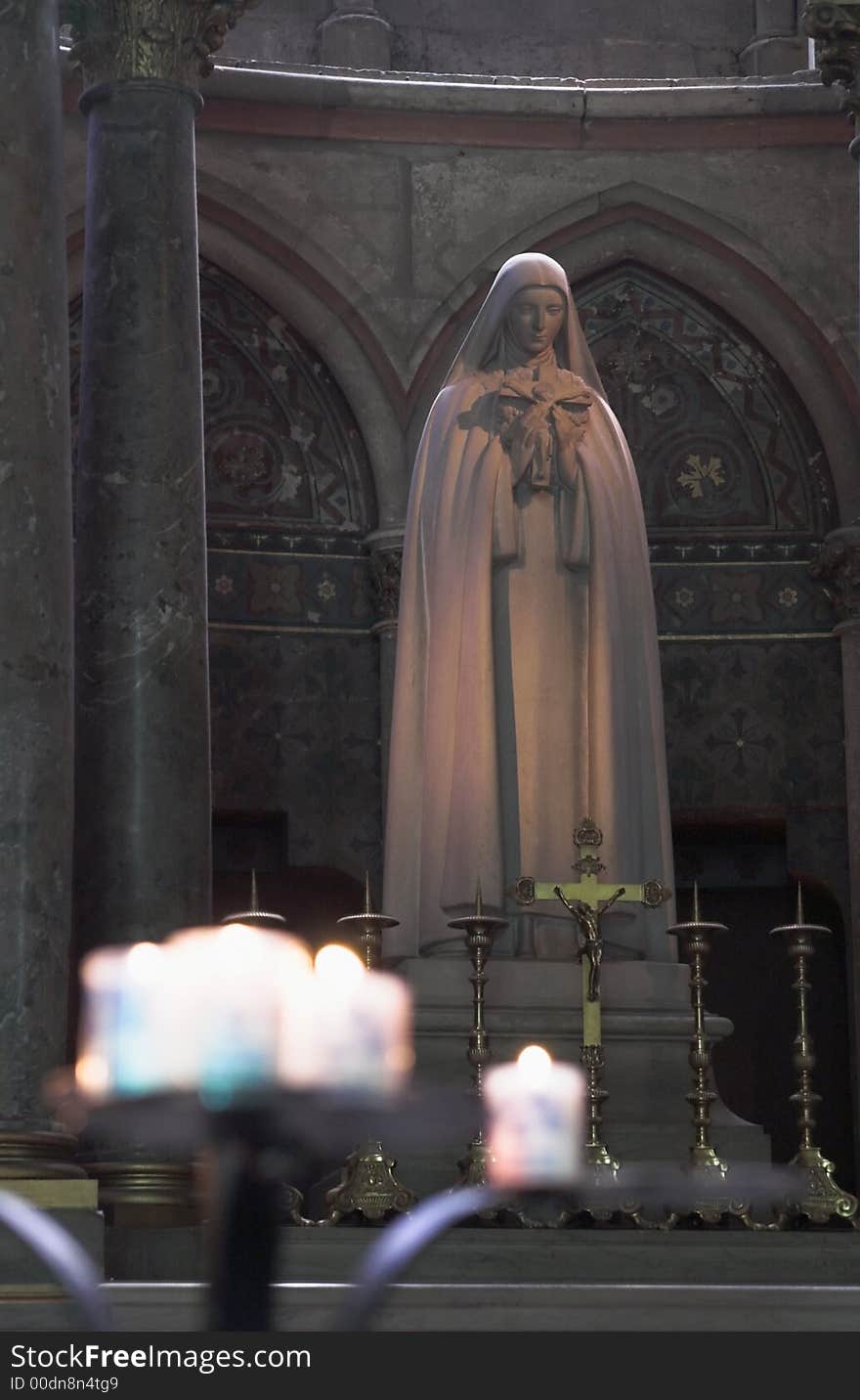 Virgin Mary Statue in Church w