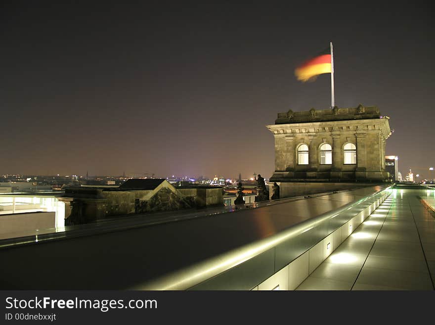 Reichstag tower at night, berlin, germany