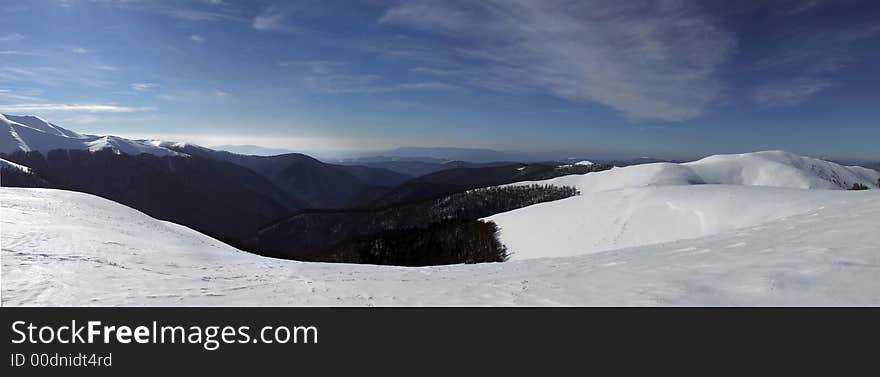 Panoramic picture of ravine in Carpathian mountains. Panoramic picture of ravine in Carpathian mountains