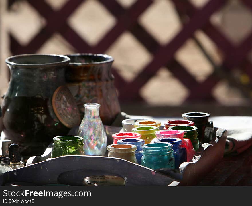 A tray of paint used for face painting. A tray of paint used for face painting