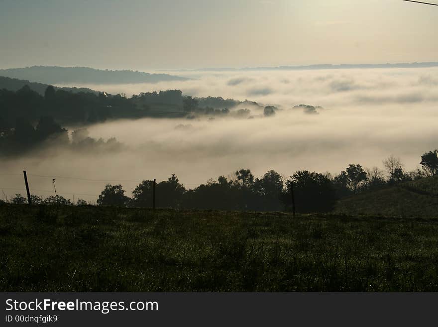 Low clouds in the valley. Low clouds in the valley