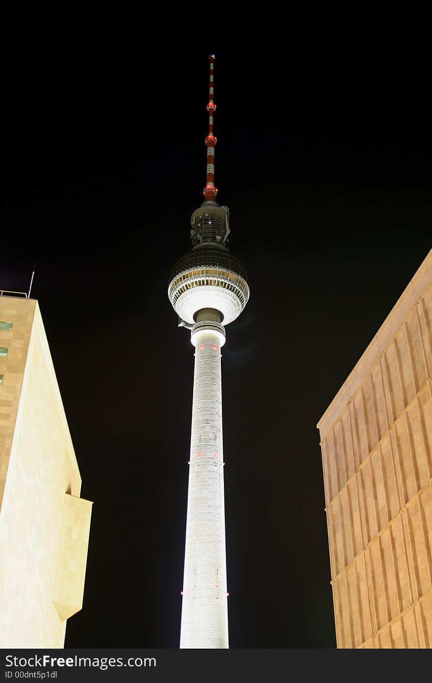 Alexander platz tower at night, berlin, germany. Alexander platz tower at night, berlin, germany