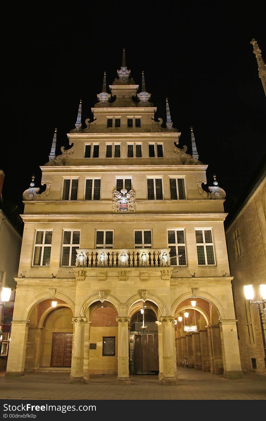 Illuminated building, munster, germany b. Illuminated building, munster, germany b