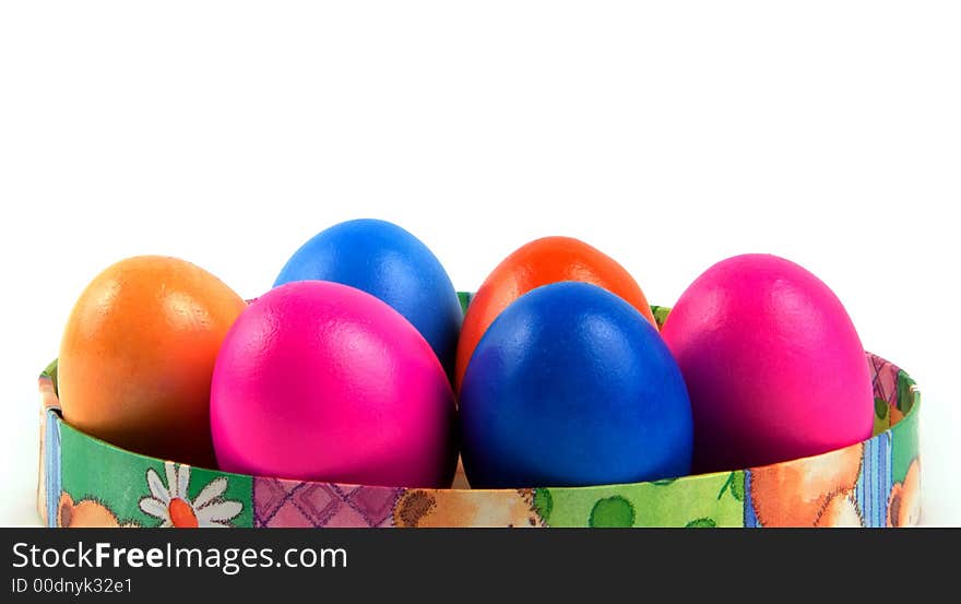 Color easter eggs in a small box