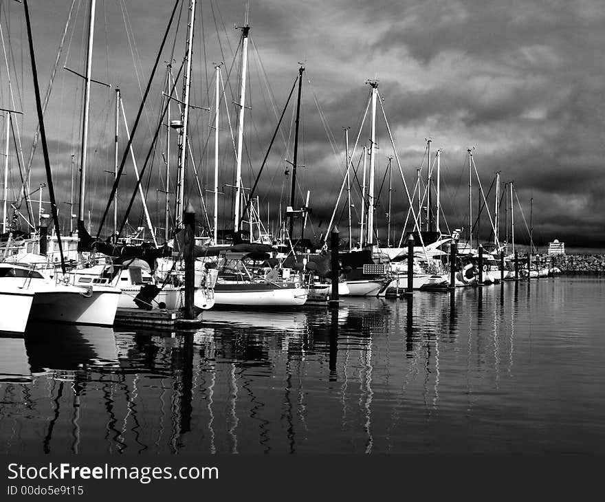 Sailboats at marina