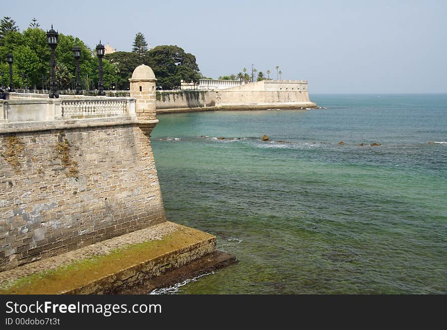 Panorama view of a historical promenade and castle wall