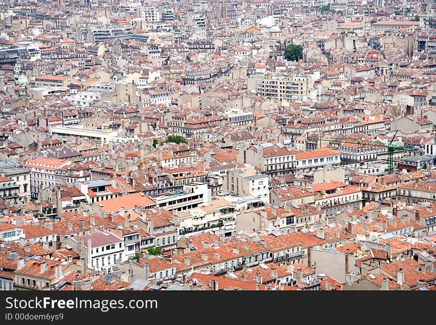 Roof panorama of an european town. Roof panorama of an european town