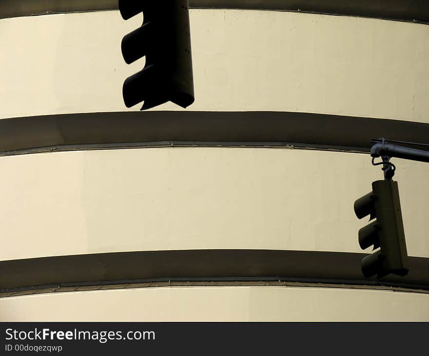 Shadows of street lights on a building  in the city of New York, United States of America. Shadows of street lights on a building  in the city of New York, United States of America