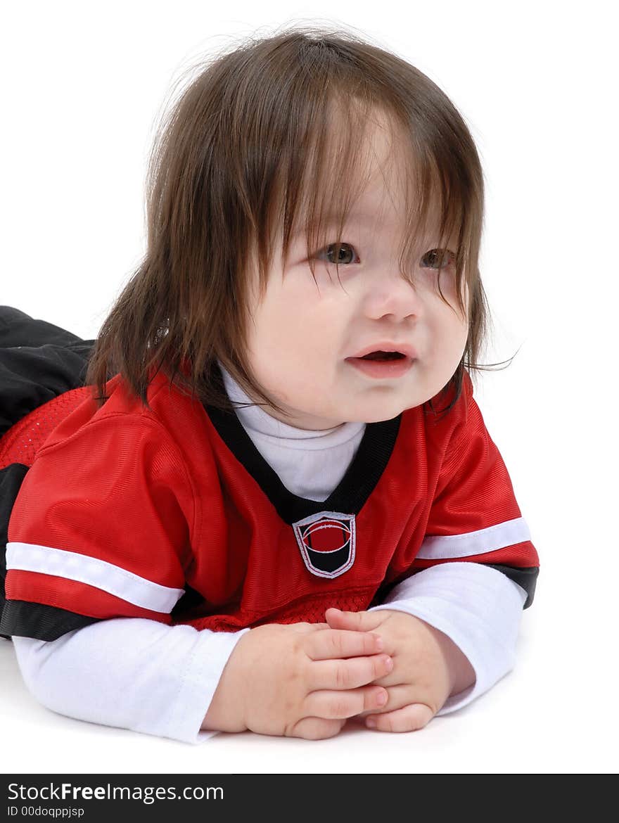 Child on a white background. Child on a white background