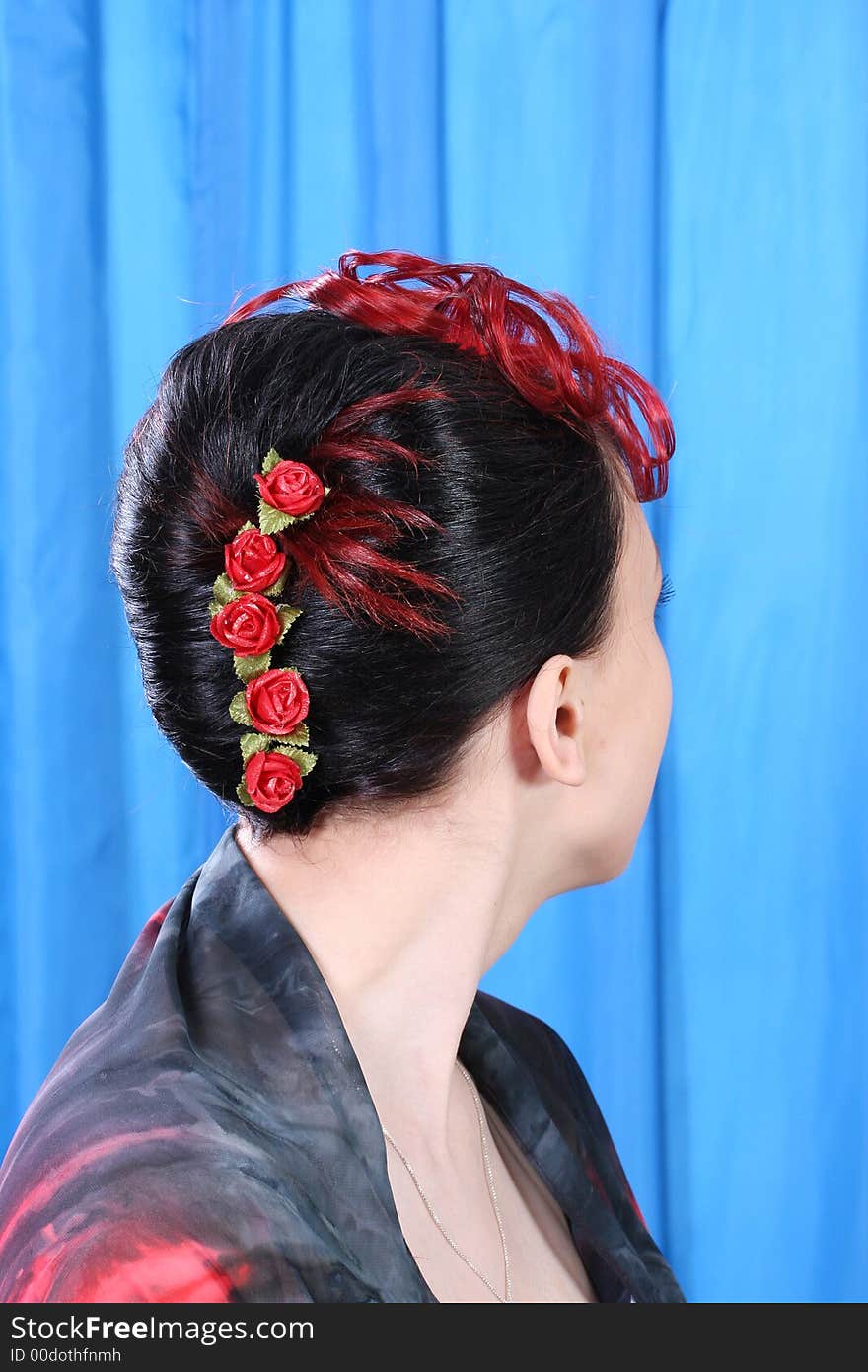 The rear view on a creative hairdress. The rear view on a creative hairdress