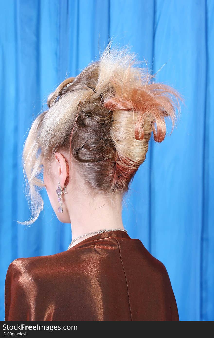 The rear view on a creative hairdress