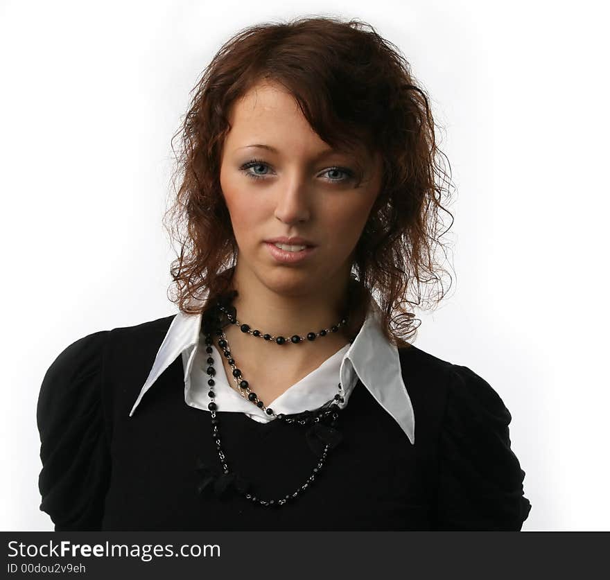 The nice girl on a white background