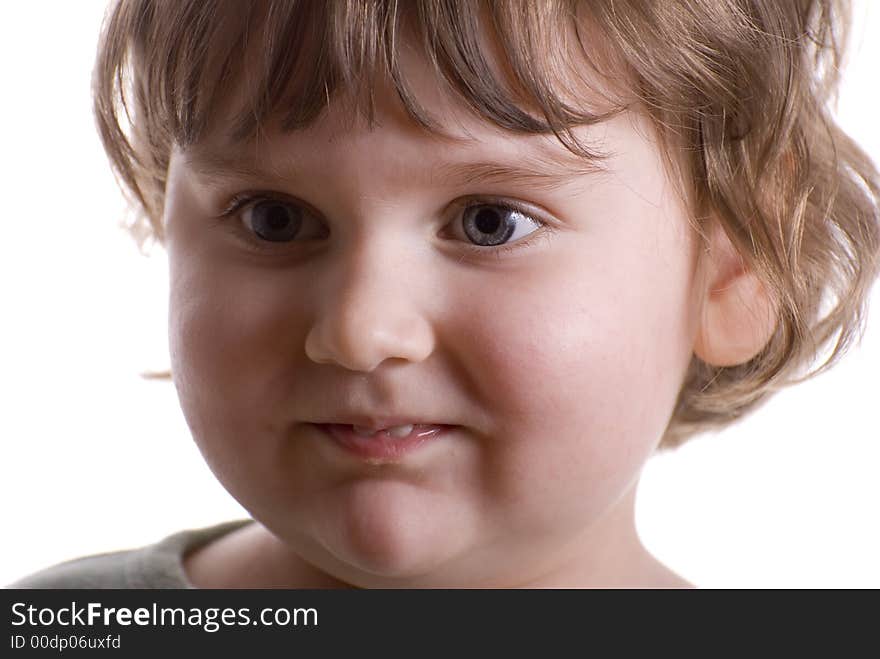 Happy child isolated on white background