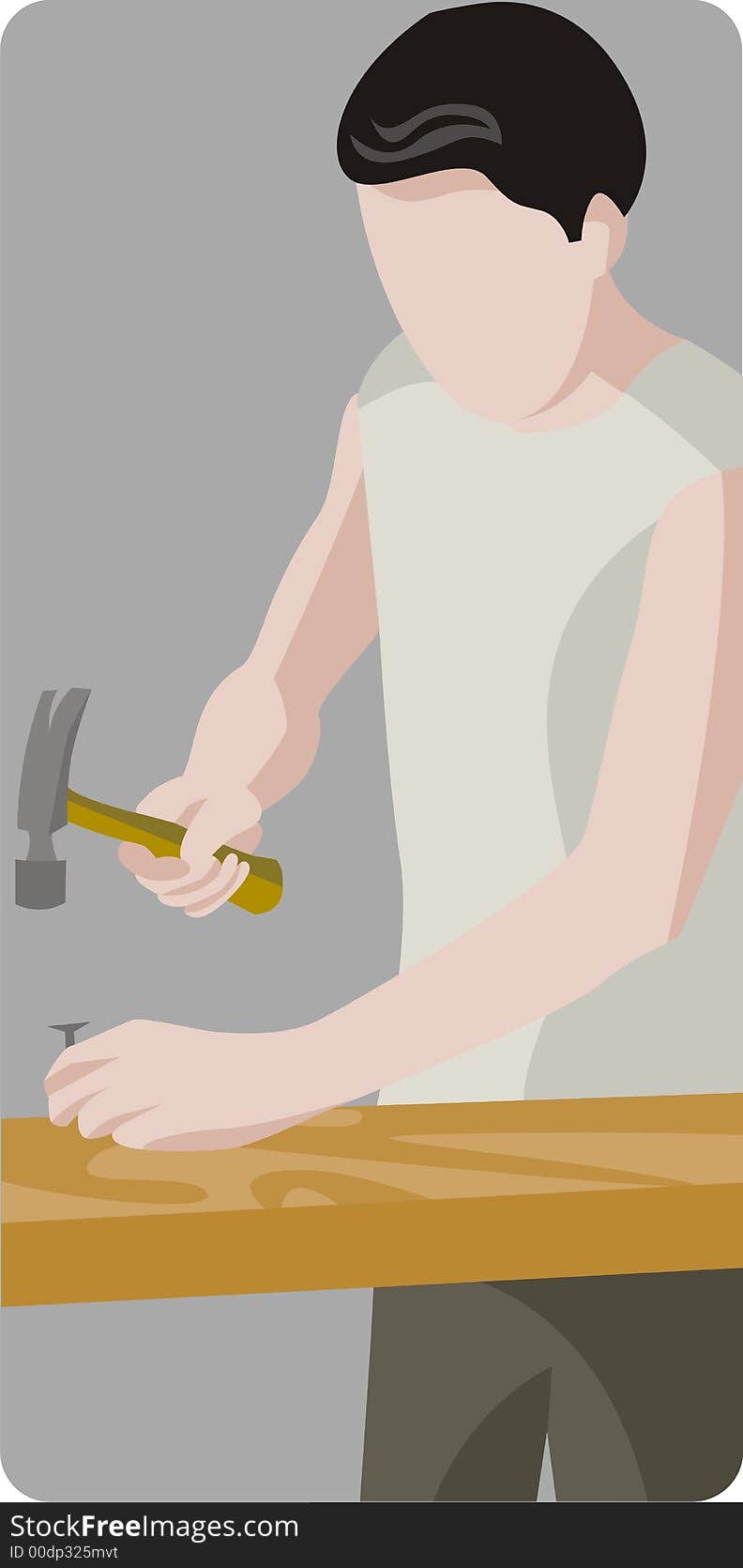 Vector illustration of a carpenter, using a hammer. Vector illustration of a carpenter, using a hammer.