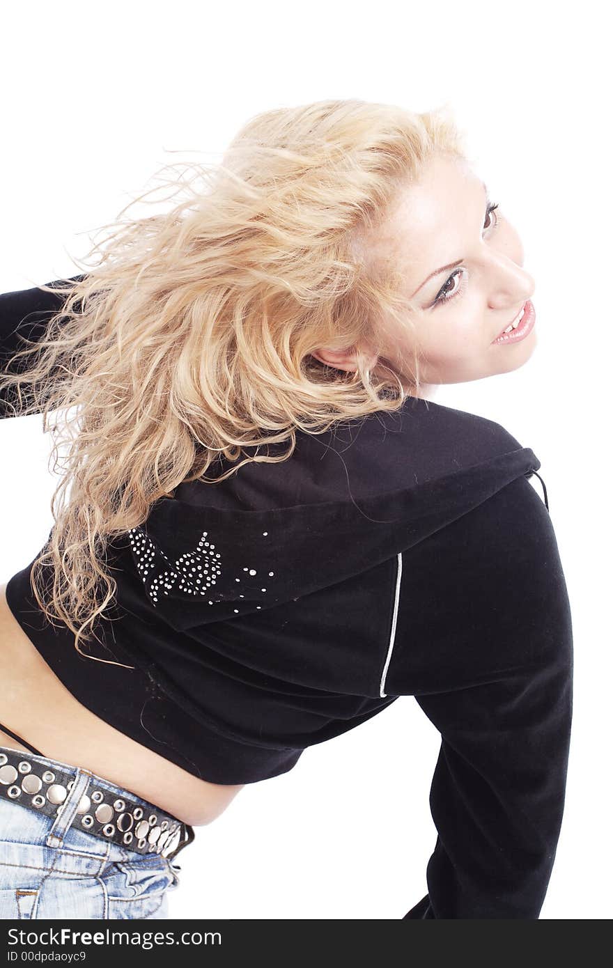 Young sexual woman in white background. Shot in studio. Young sexual woman in white background. Shot in studio.