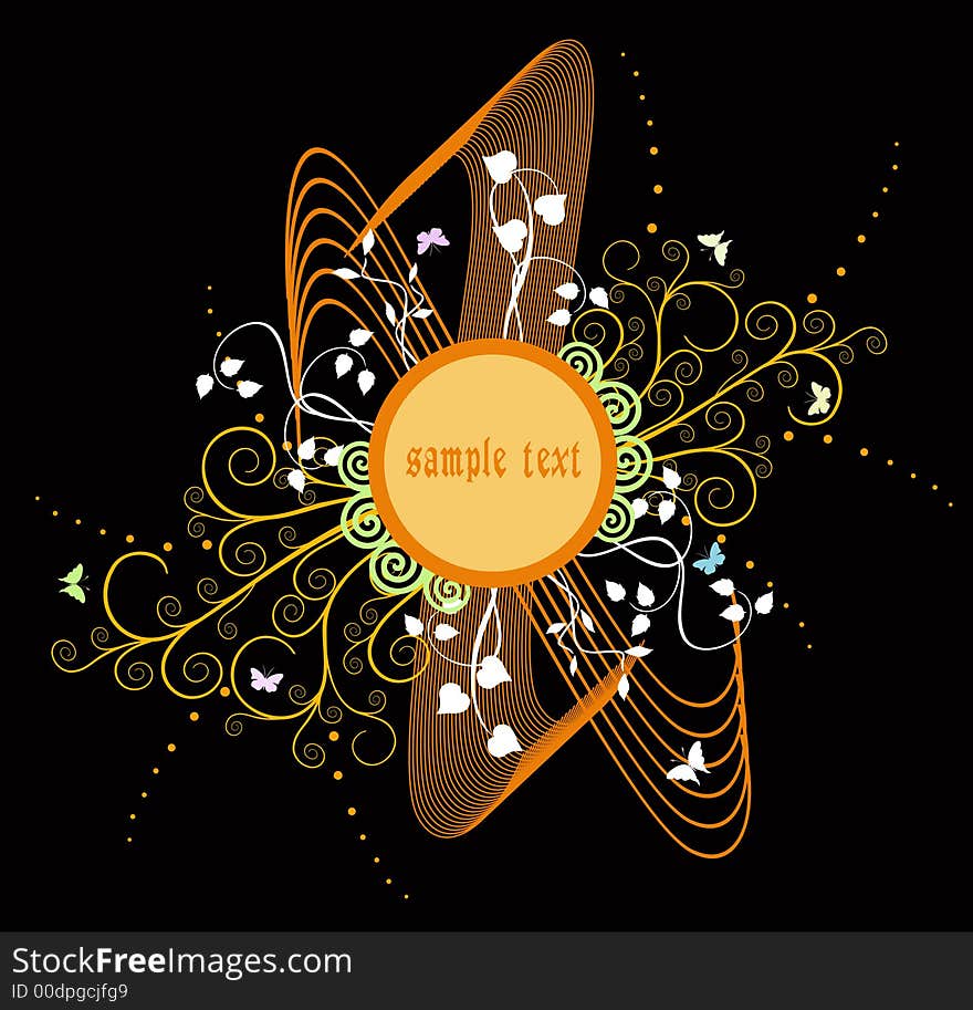 Abstract modern frame with floral elements - vector. Abstract modern frame with floral elements - vector