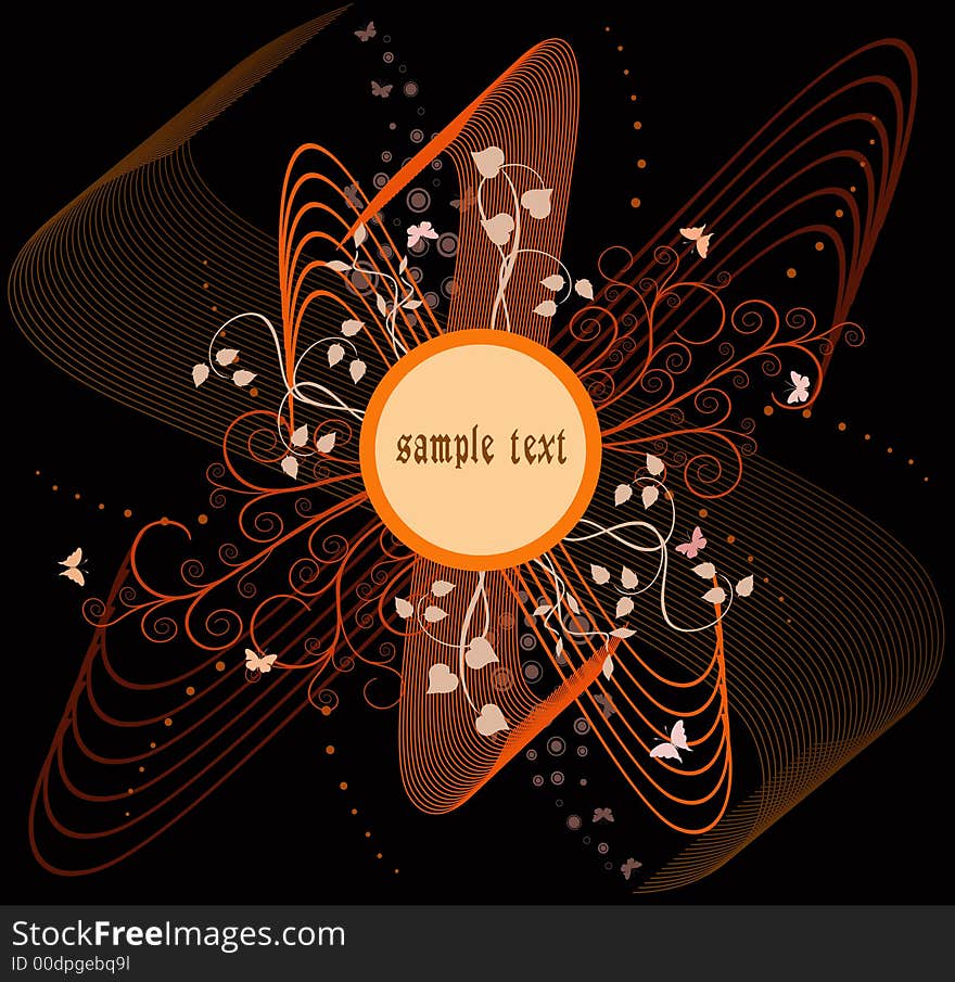 Abstract modern frame with floral elements - vector. Abstract modern frame with floral elements - vector