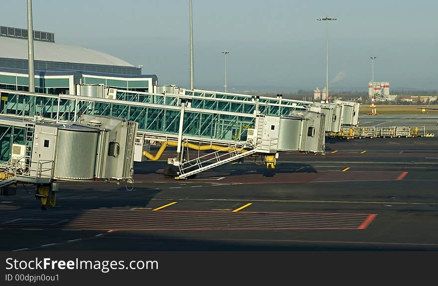 Jetways at the Prague Airport, Czech Republic. Jetways at the Prague Airport, Czech Republic.