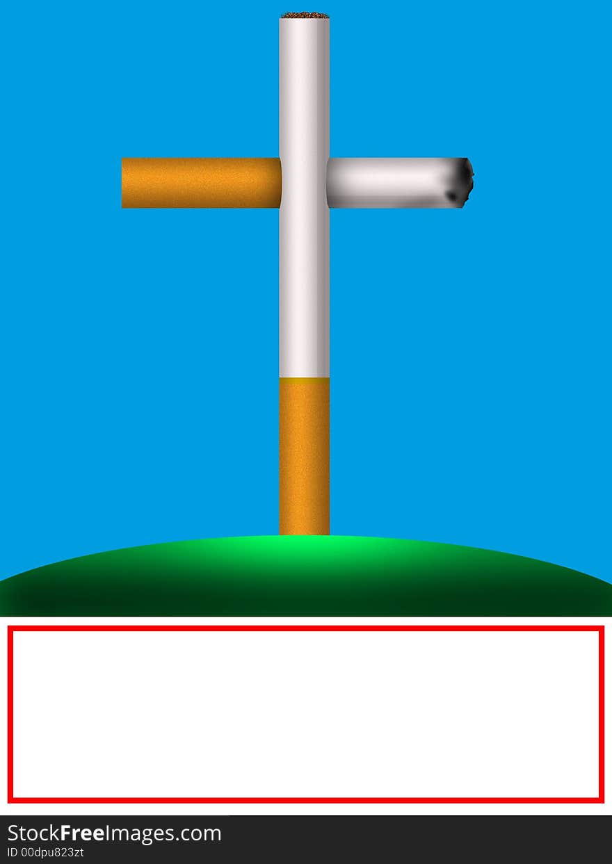 Frame - prevention of harm of smoking as a tomb and cross