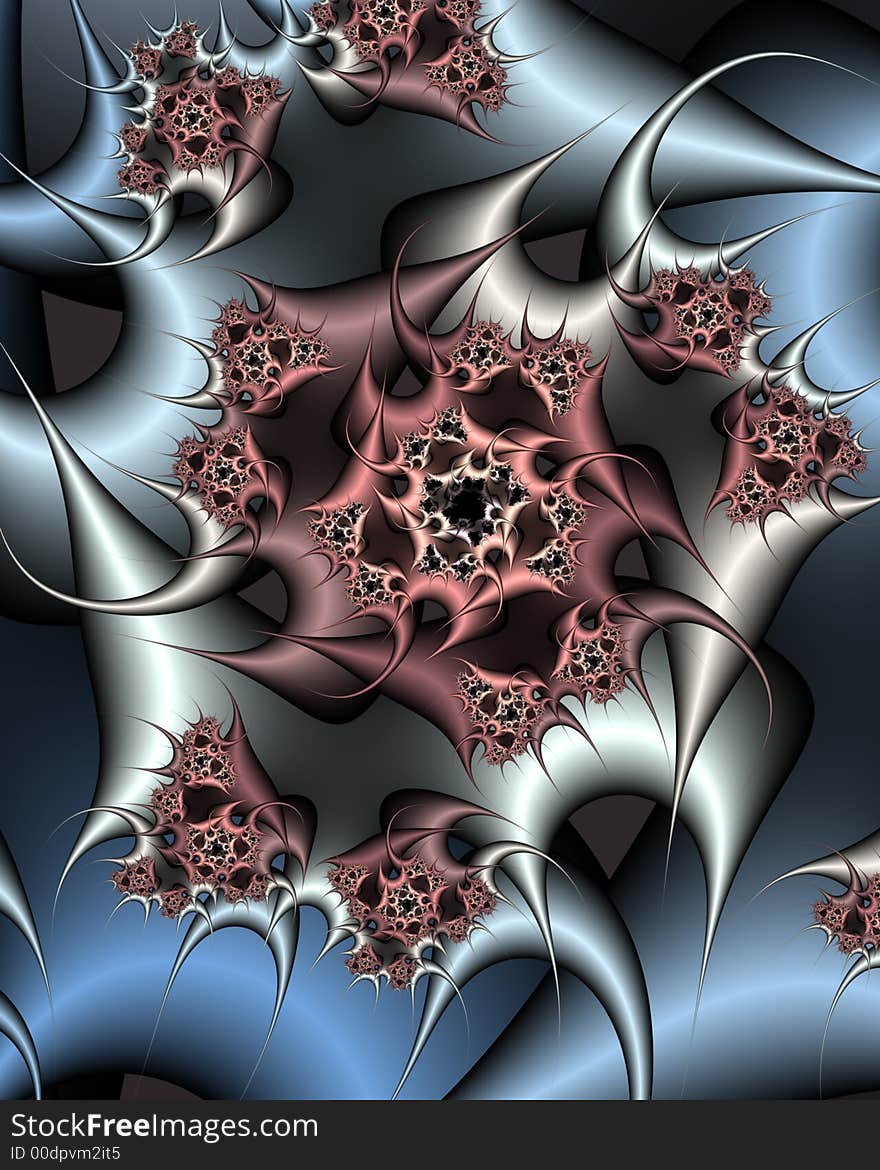 Abstract fractal image resembling rotating thorns