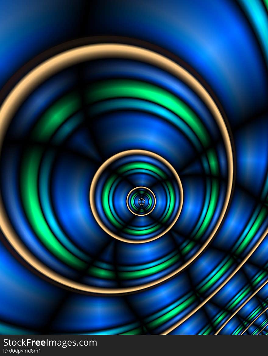 Abstract fractal image resembling a series of rotating discs. Abstract fractal image resembling a series of rotating discs