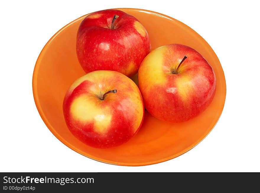 Red and fresh apples on a white background