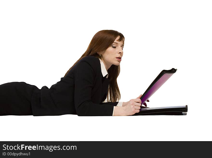 Young business girl getting ready for office meeting