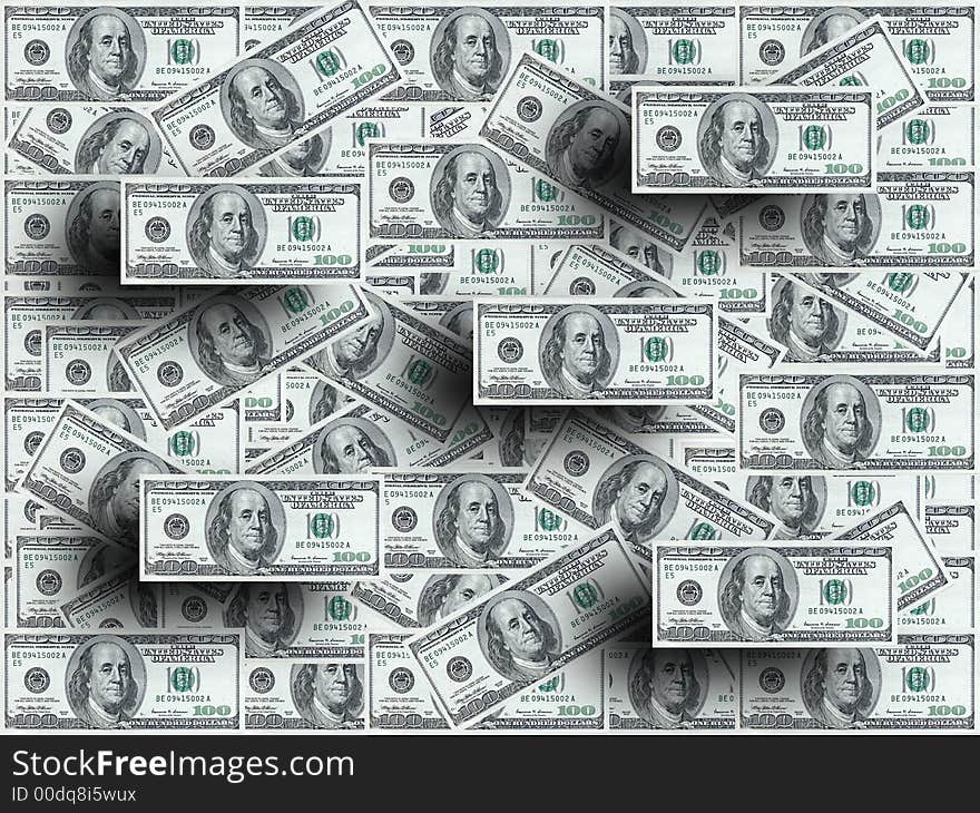 Hundred dollar notes 3D design. Hundred dollar notes 3D design