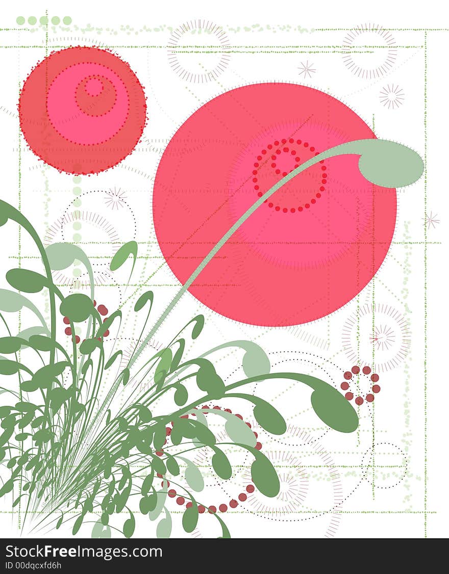 Floral and pink circle backgroud. Floral and pink circle backgroud