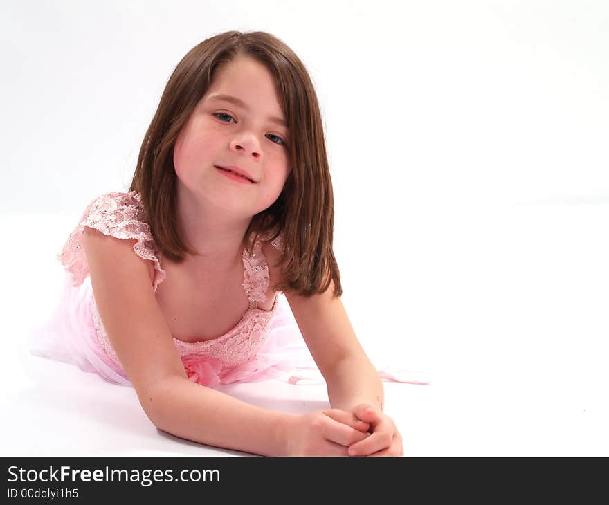 Brunette Girl On White