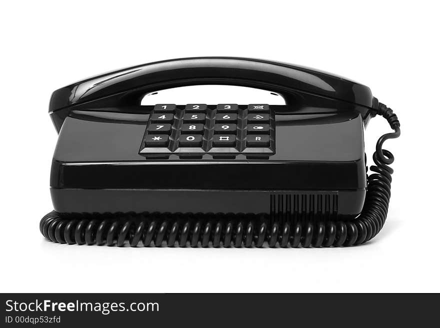 Telephone set of black color, isolated