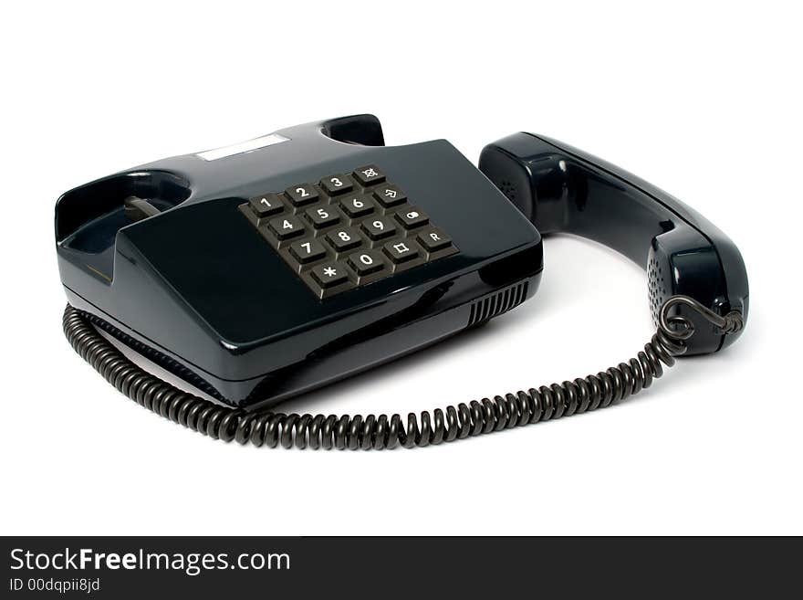 Telephone set of black color, isolated