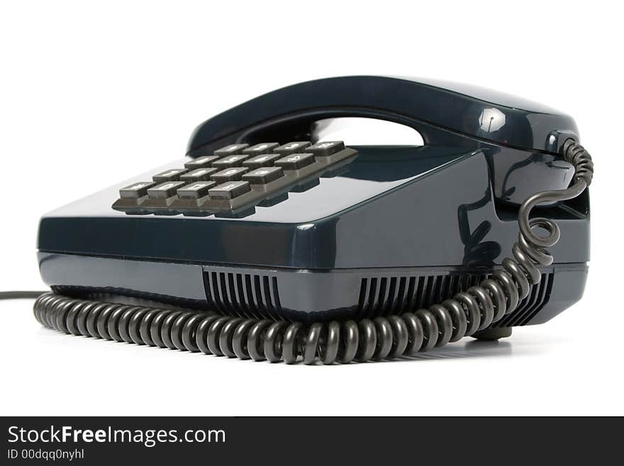 Telephone set of black color, isolated