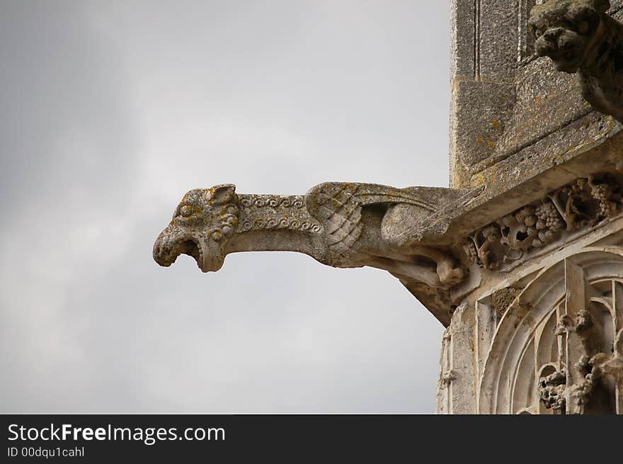 Gothic gargoyle jutting out from a church. Gothic gargoyle jutting out from a church
