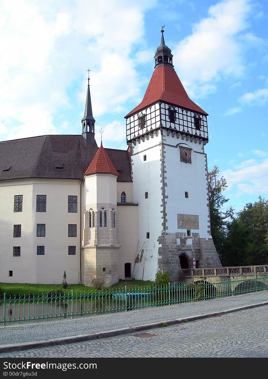 Detail of a tower of a czech castle. Detail of a tower of a czech castle