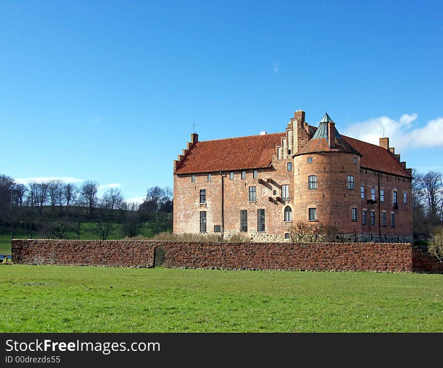 Portrait of ancient castle in blue sky