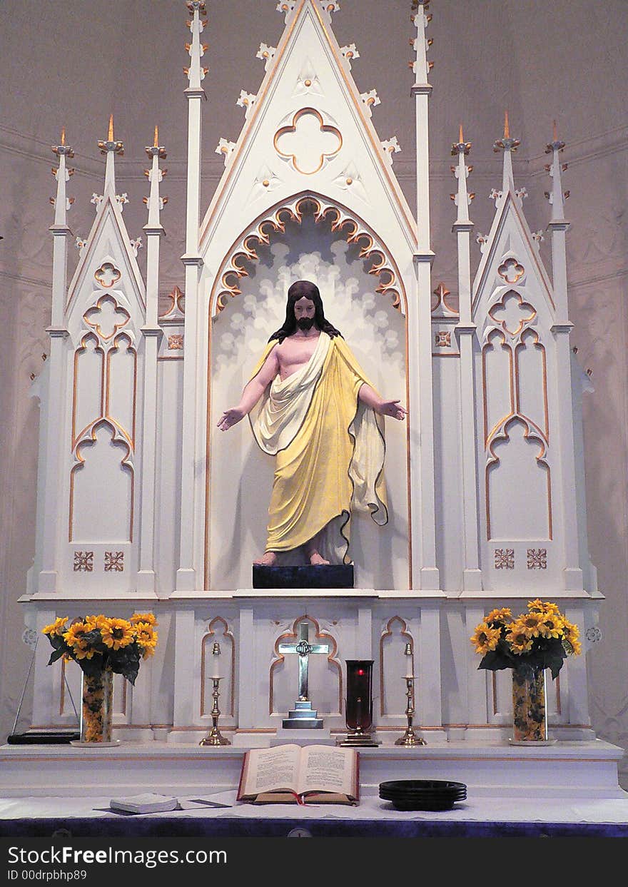 Altar in a historic Luteran church in Texas