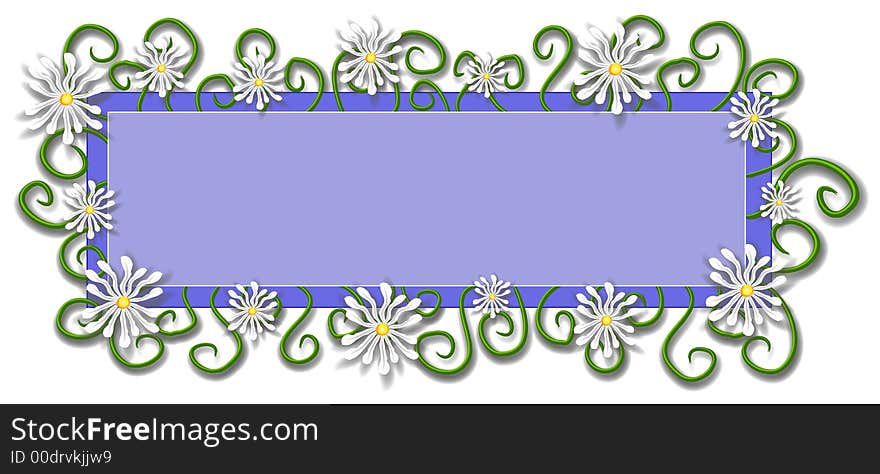 An isolated rectangle and square shaped logo, label, sticker or decorative template element in blue colors and daisies flower designs around the border edge. Ideal for web page logos and print projects. An isolated rectangle and square shaped logo, label, sticker or decorative template element in blue colors and daisies flower designs around the border edge. Ideal for web page logos and print projects.