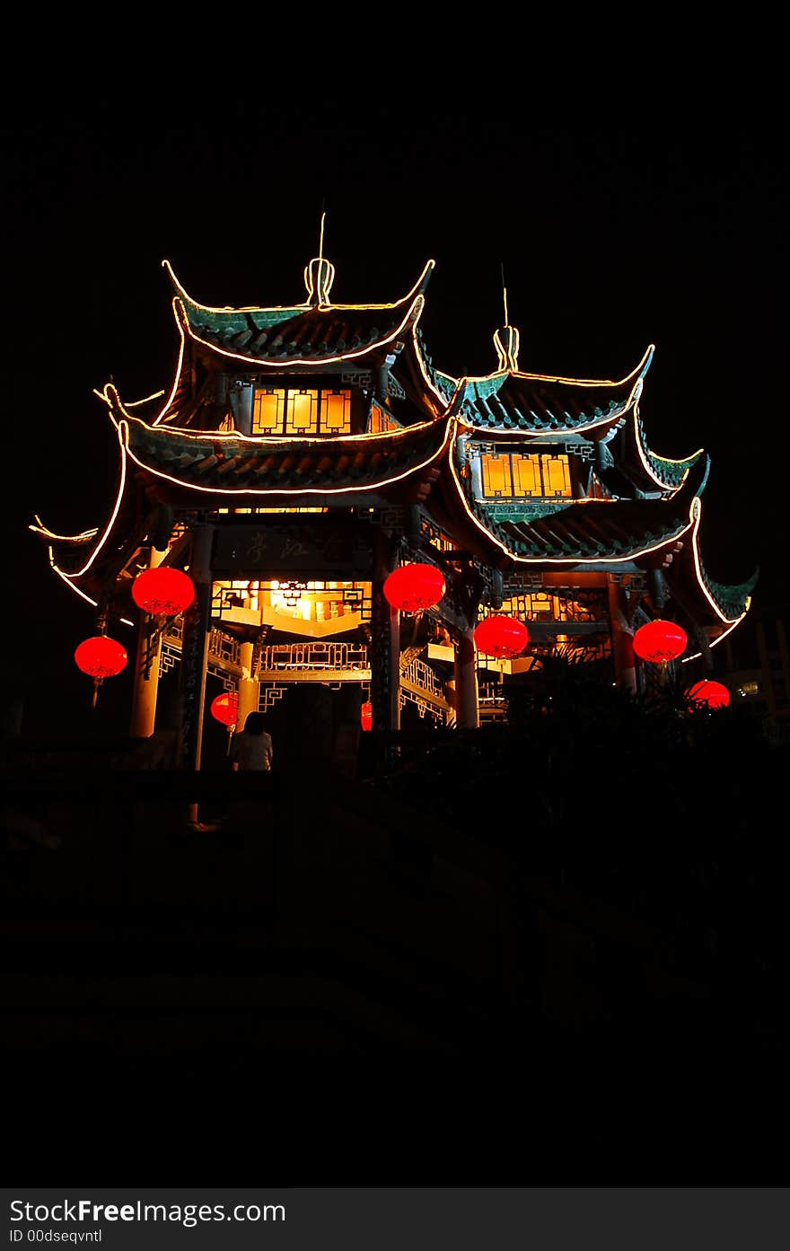 An ancient  temple at night - mysterious scene in China