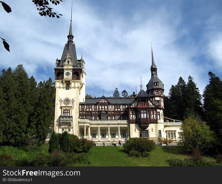 Peles Castle, Romania in a sunny day