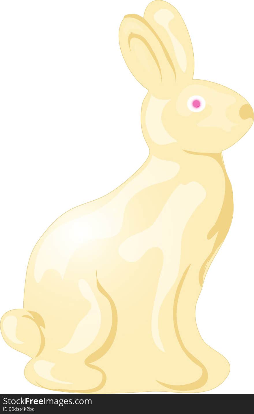 Illustration of a white chocolate bunny for Easter