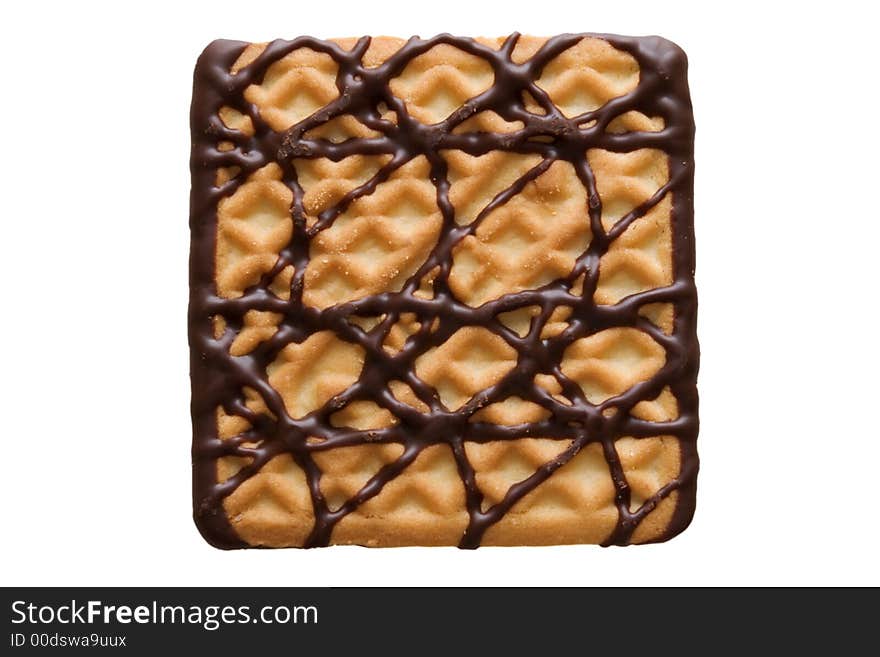 Square cookie with chocolate glaze decoration. Square cookie with chocolate glaze decoration