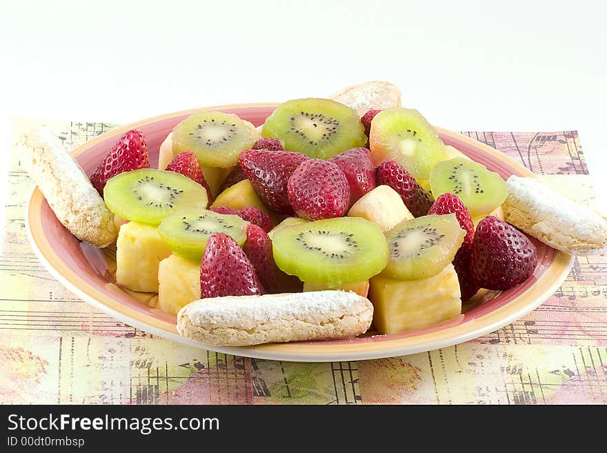 Strawberries,kiwi,pineapple and lady fingers combine to make this buffet platter. Strawberries,kiwi,pineapple and lady fingers combine to make this buffet platter.