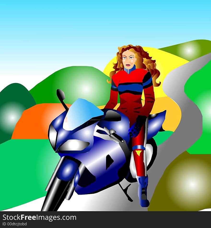 Blond girl on its motorcycle. Blond girl on its motorcycle