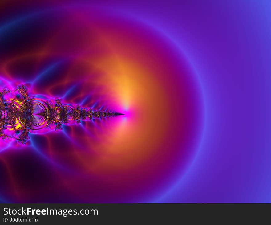 Futuristic fractal resembling spaceship entering strange sphere. Futuristic fractal resembling spaceship entering strange sphere